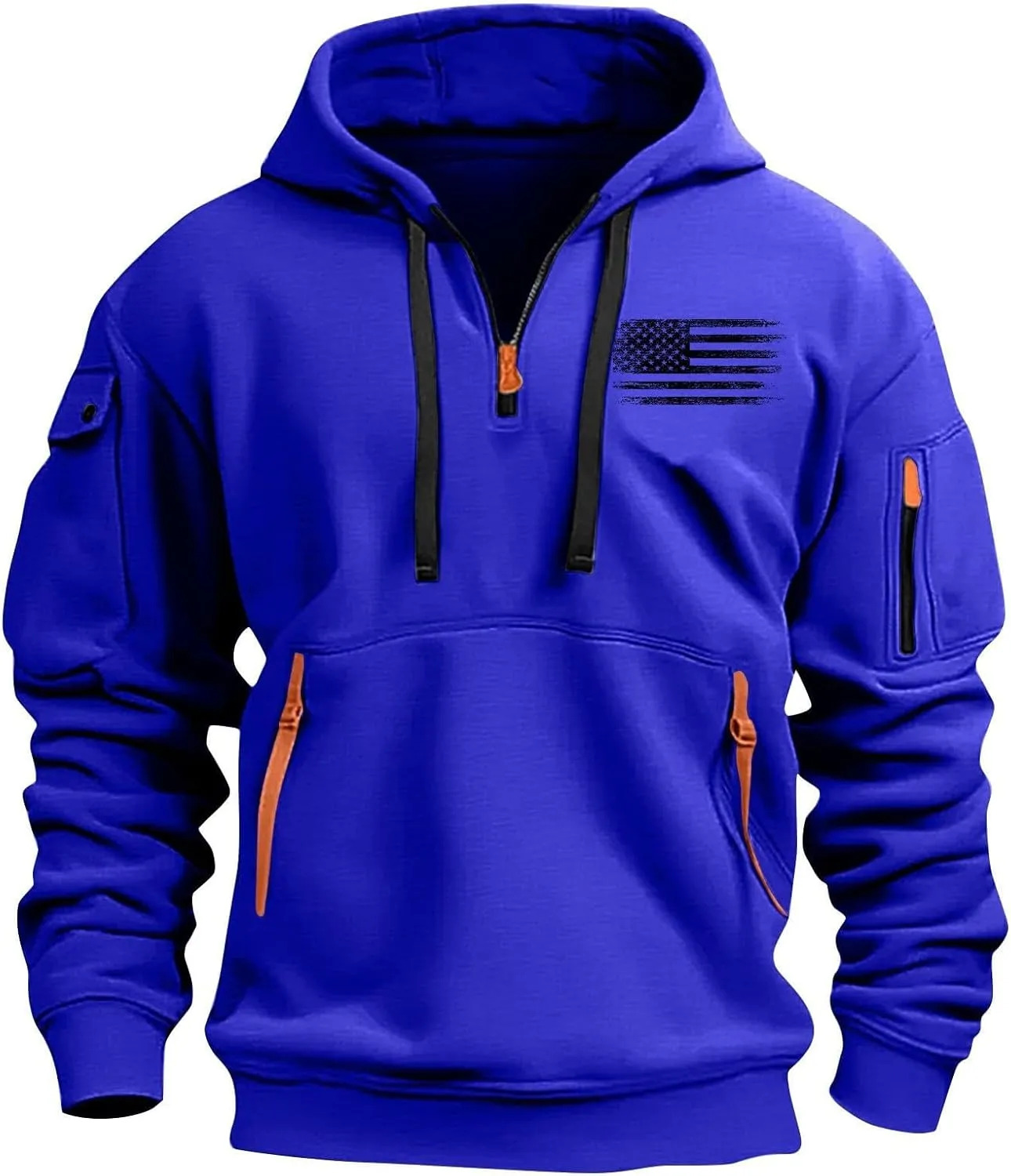 1/4 Zip Pullover Mens Big And Tall Sweater Casual Patriotic Tactical Cargo Long Sleeve Sweatshirt Workout Hoodie Tops