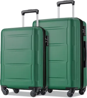 2 Piece Luggage Set Lightweight Suitcase Set with TSA Lock & Expanable Spinner Wheels 20inch 24inch Set Green As Shown