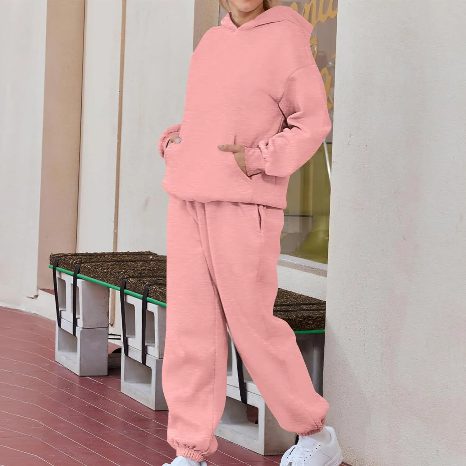 2 Piece Set Oversized With Pockets Hoodie Y2k Sweatsuit: Fashion Sweatsuit Casual Trendy Loose Fit Baggy Set