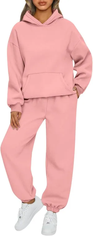 2 Piece Set Oversized With Pockets Hoodie Y2k Sweatsuit: Fashion Sweatsuit Casual Trendy Loose Fit Baggy Set