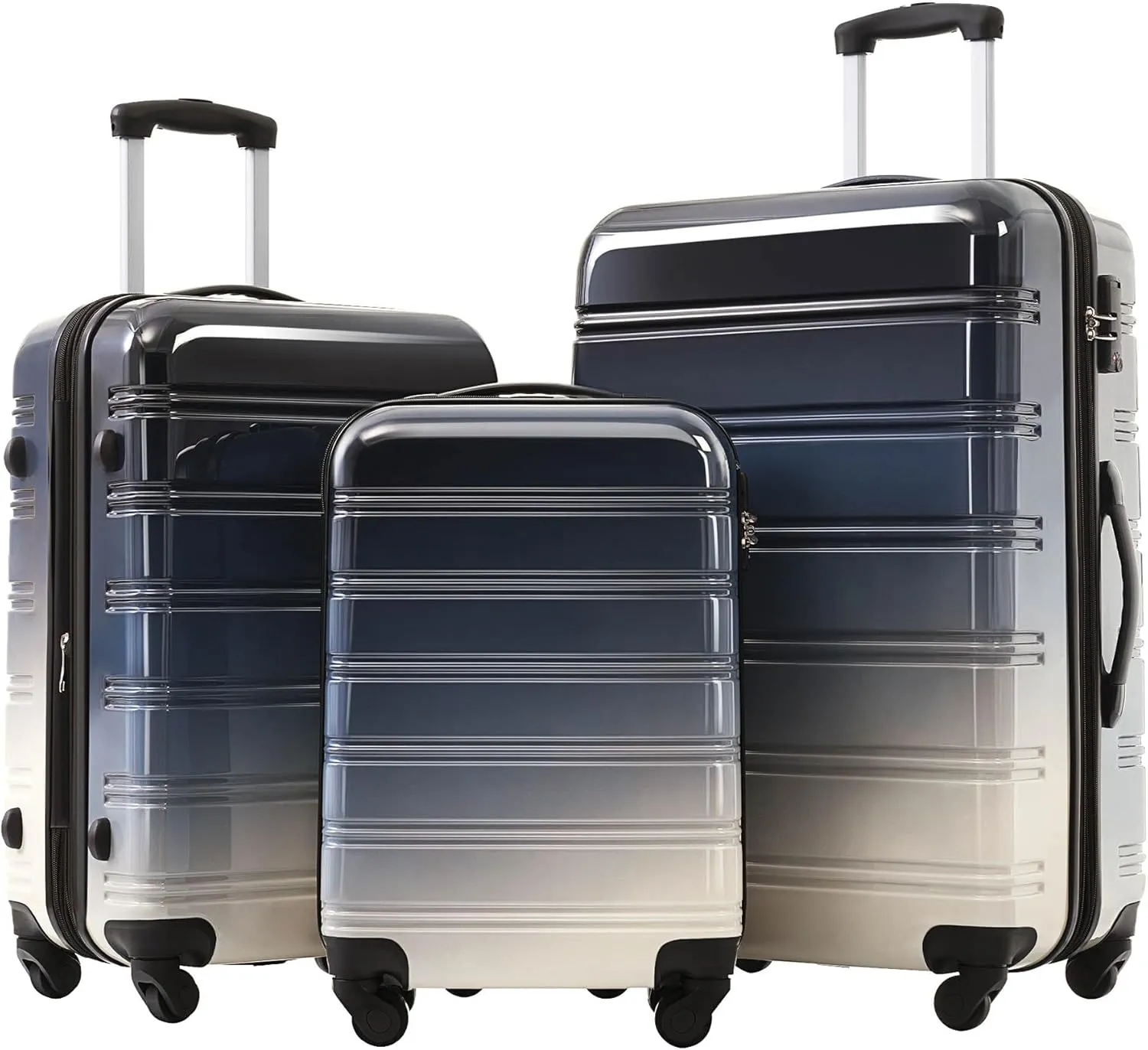3 Piece Luggage Set with Spinner Wheels, Hardshell Luggage Sets with TSA Lock, Lightweight Luggage with Leopard Print Decoration, Large Hardshell Suitcase, (20/24/28) (Black Multi)
