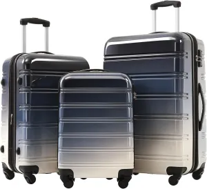 3 Piece Luggage Set with Spinner Wheels, Hardshell Luggage Sets with TSA Lock, Lightweight Luggage with Leopard Print Decoration, Large Hardshell Suitcase, (20/24/28) (Black Multi)