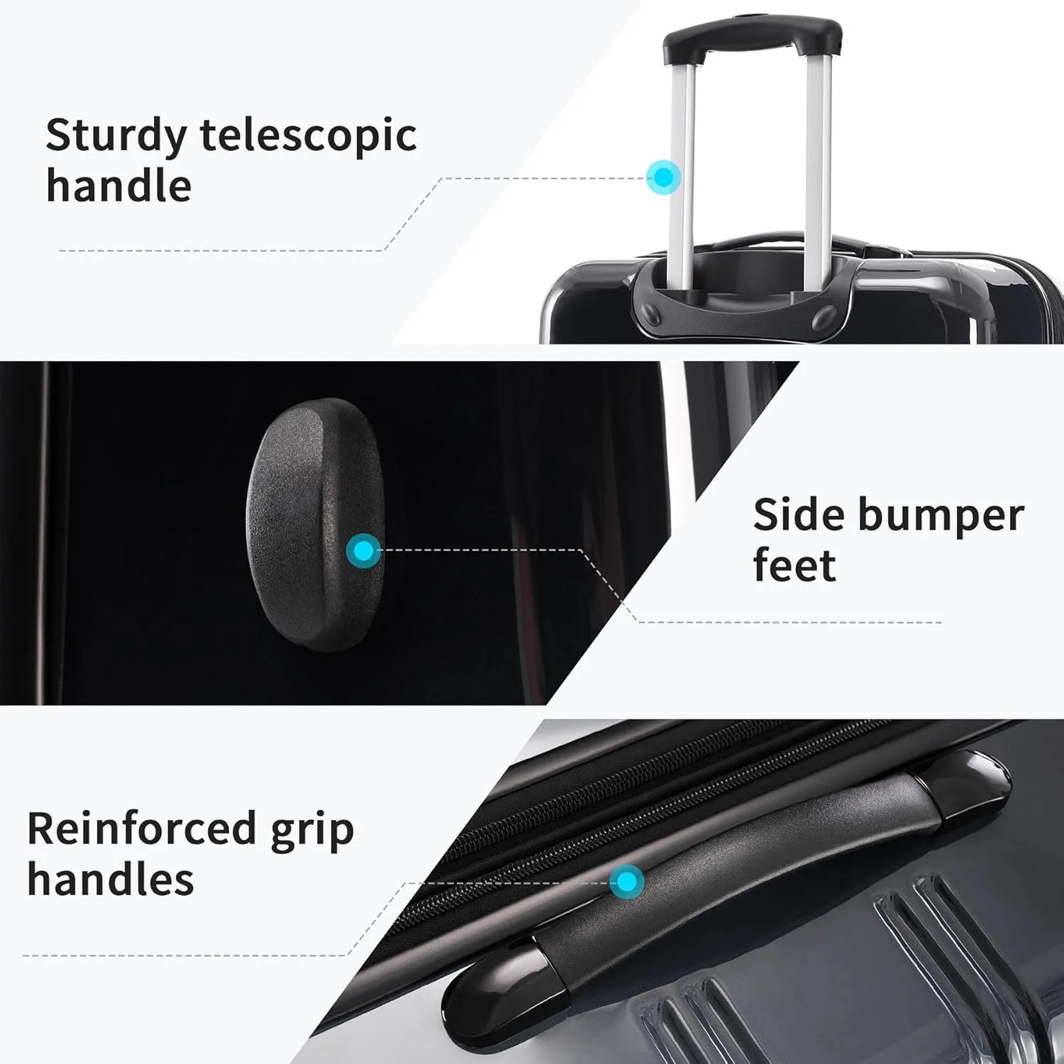3 Piece Luggage Set with Spinner Wheels, Hardshell Luggage Sets with TSA Lock, Lightweight Luggage with Leopard Print Decoration, Large Hardshell Suitcase, (20/24/28) (Black Multi)
