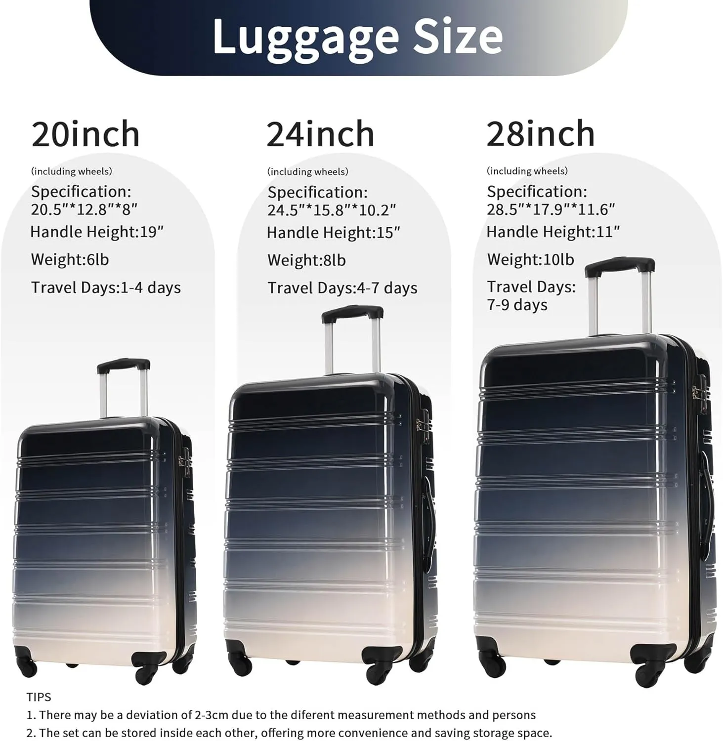 3 Piece Luggage Set with Spinner Wheels, Hardshell Luggage Sets with TSA Lock, Lightweight Luggage with Leopard Print Decoration, Large Hardshell Suitcase, (20/24/28) (Black Multi)