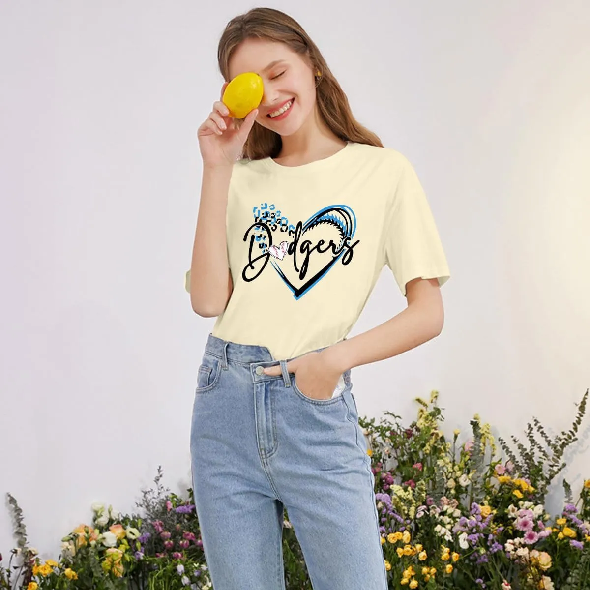 ALLTB Baseball Shirt for Women Baseball Mom Shirt Baseball Heart Graphic Tee Game Day Short Sleeve Tops