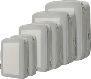 BAGAIL 4 Set/6 Set/8 Set Compression Packing Cubes Travel Accessories Expandable Packing Organizers(Grey SquareMesh 6 Set)