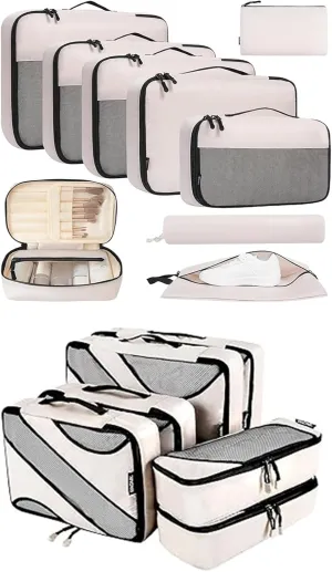 BAGAIL 6 Set Packing Cubes and 9 Set Luggage Packing Organizer