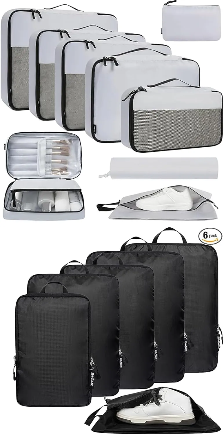 BAGAIL 6 Set Ultralight Compression Packing Cubes and 9 Set Packing Organizer
