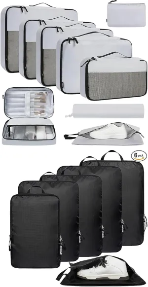 BAGAIL 6 Set Ultralight Compression Packing Cubes and 9 Set Packing Organizer