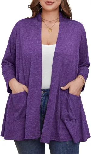BELAROI Women Cardigan Casual Lightweight Plus Size Cardigan 3/4 Sleeve Open Front Soft Light Cardigan Drape Duster
