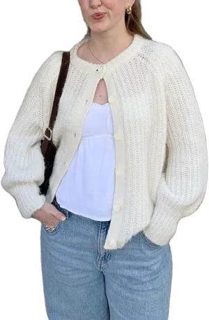 Bocymolay Womens Cardigan Sweaters Casual Button Down Crewneck Knitted Jacket Loose Fall Chunky Outwear