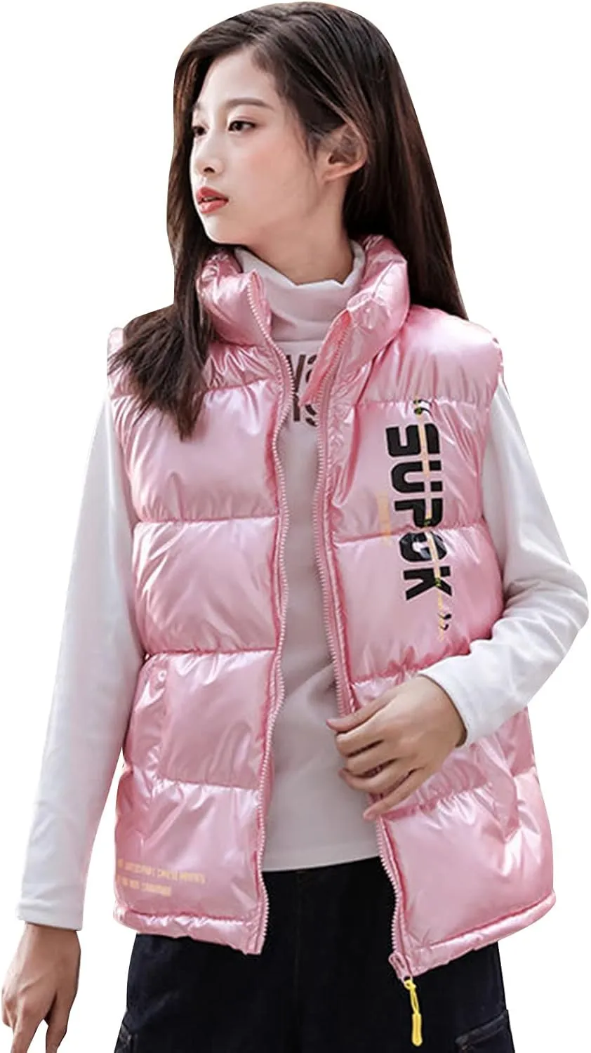 Boys Leather Trench Coat Boys Girls Sleeveless Letter Winter Coats Hooded Jacket Vest Outer Boys Snow Pants with