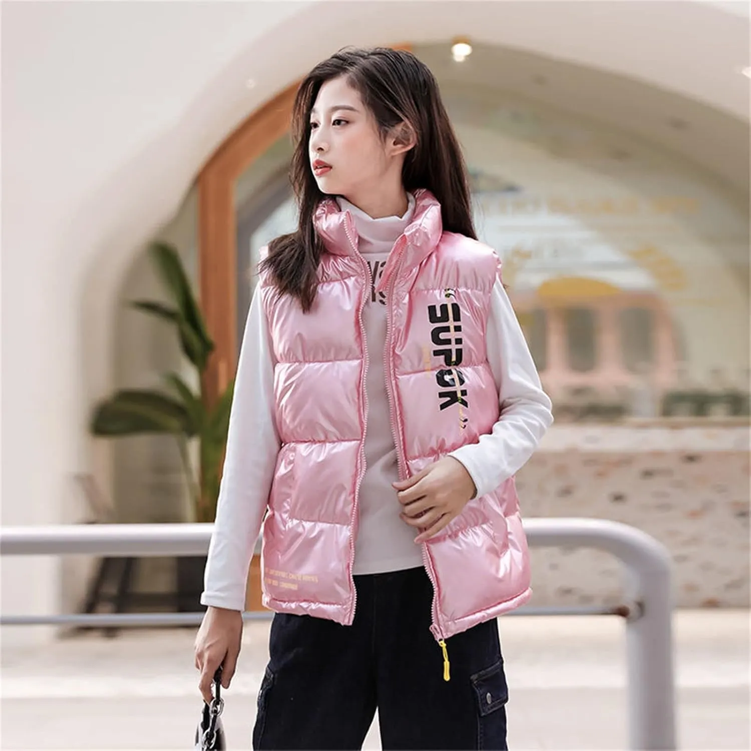 Boys Leather Trench Coat Boys Girls Sleeveless Letter Winter Coats Hooded Jacket Vest Outer Boys Snow Pants with