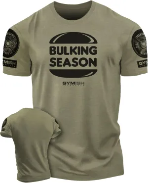 Bulking Season Weightlifting T-Shirt, Gym Inspiration Mens Workout Shirt