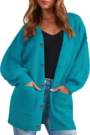 Cardigan Sweaters for Women Oversized Chunky Knit Long Cardigan Open Front Button Cardigans Trendy Fall with Pockets