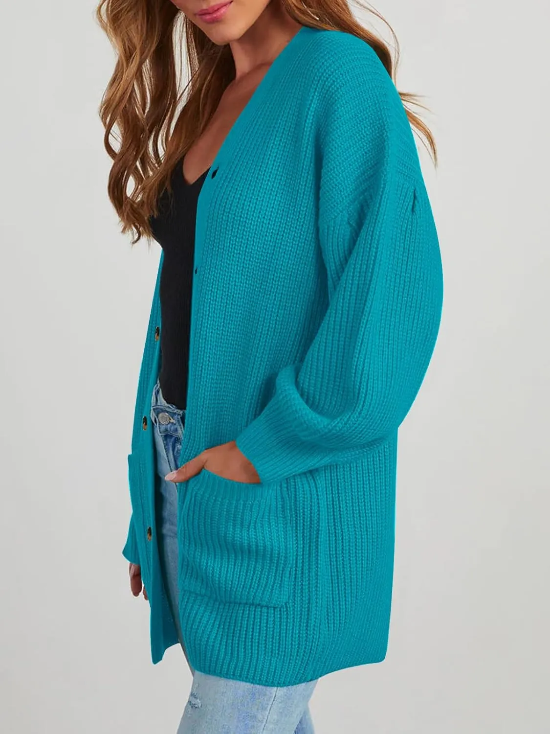 Cardigan Sweaters for Women Oversized Chunky Knit Long Cardigan Open Front Button Cardigans Trendy Fall with Pockets