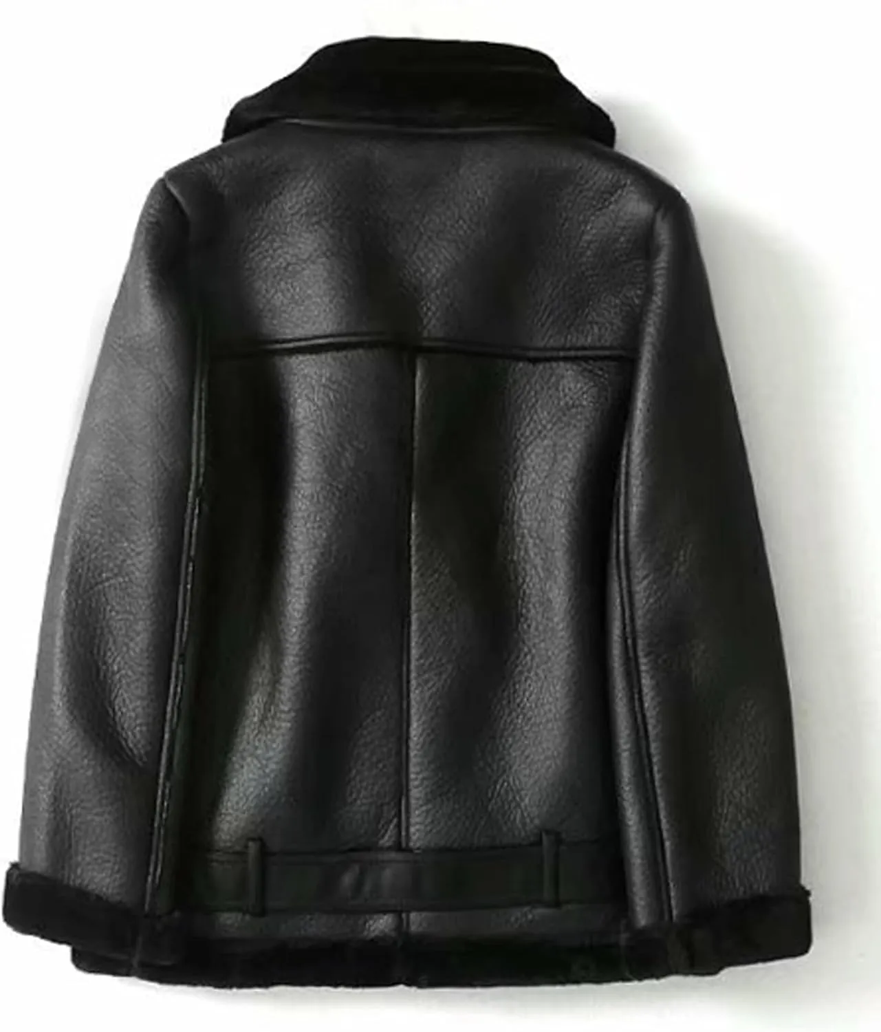 CHARTOU Women Faux Leather Jacket Fur Lined Winter Coat Warm Zip Up Notched Collar Moto Bomber Jacket