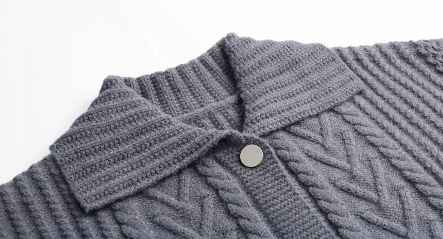 CHARTOU Women Winter Thick Cardigan Lapel Collar Button Down Chunky Knit Coatigan Sweater Jacket