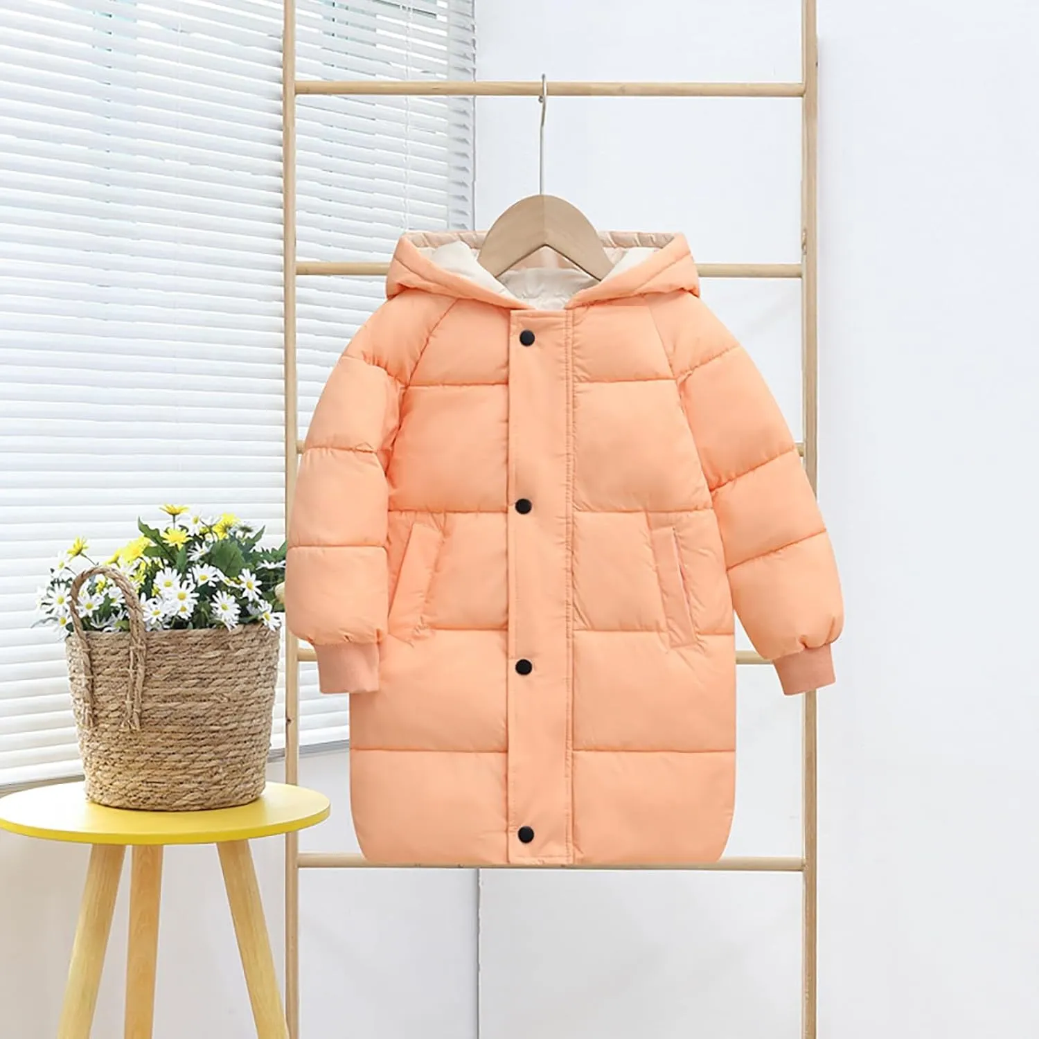 Children's Down Padded Jacket Long Cotton Padded Jacket Childrens Padded Jacket Girls Winter Coats Hoodies Jacket Coats