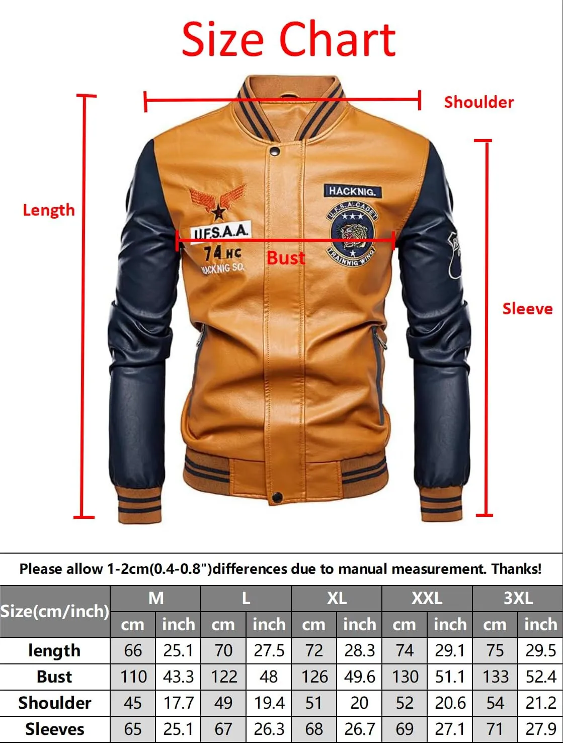 chuida Men's Faux Leather Bomber Jacket Leather Jacket Stand Collar Lightweight leather jacket Motorcycle PU Jacket