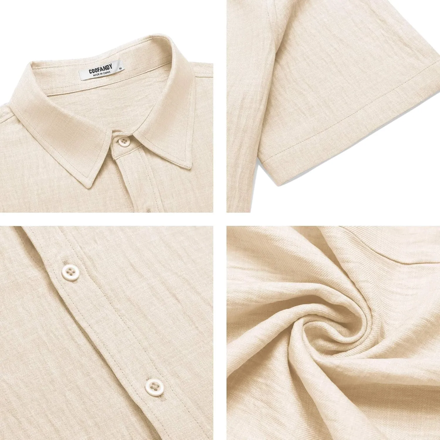COOFANDY Mens Button Down Short Sleeve Shirt Casual Beach Shirt Summer Vacation Textured Shirts