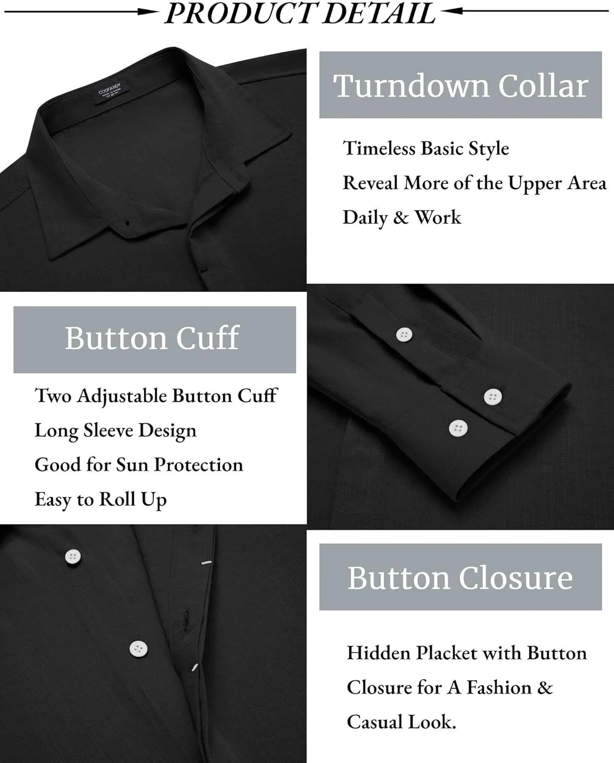 COOFANDY Men's Casual Shirt Long Sleeve Casual Button Down Shirt for Men Summer Beach Wedding Shirt