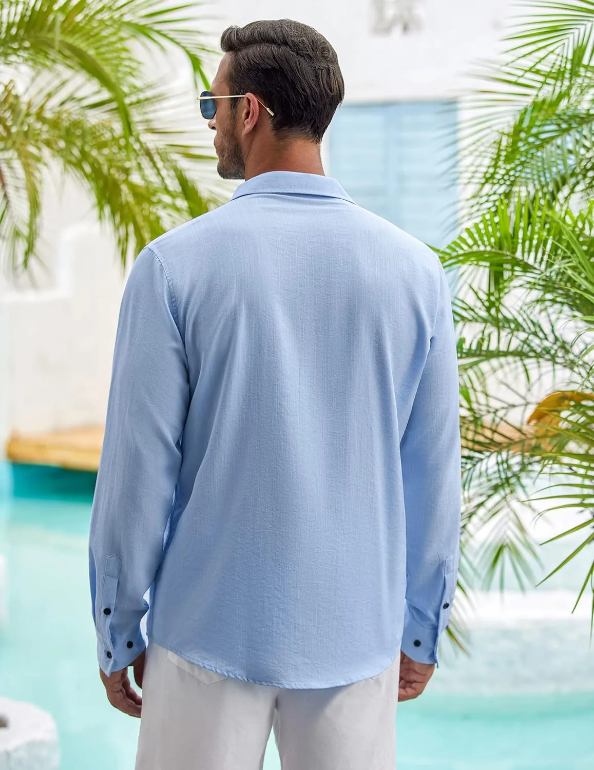 COOFANDY Men's Casual Shirt Long Sleeve Casual Button Down Shirt for Men Summer Beach Wedding Shirt