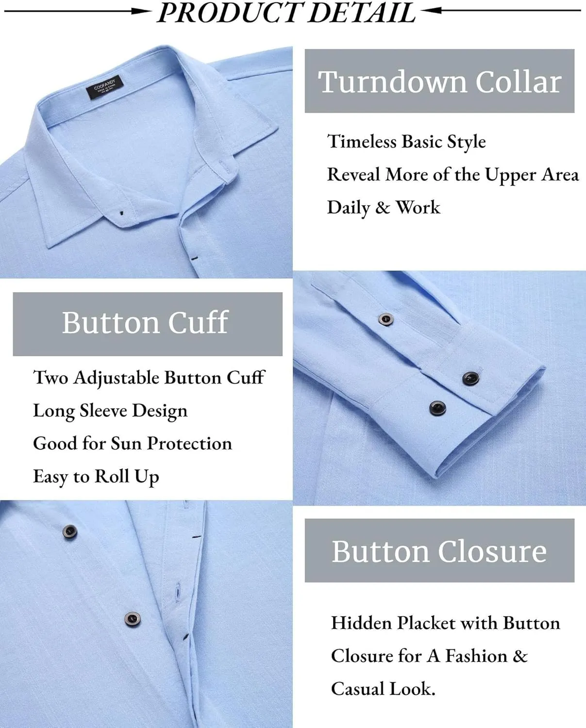 COOFANDY Men's Casual Shirt Long Sleeve Casual Button Down Shirt for Men Summer Beach Wedding Shirt
