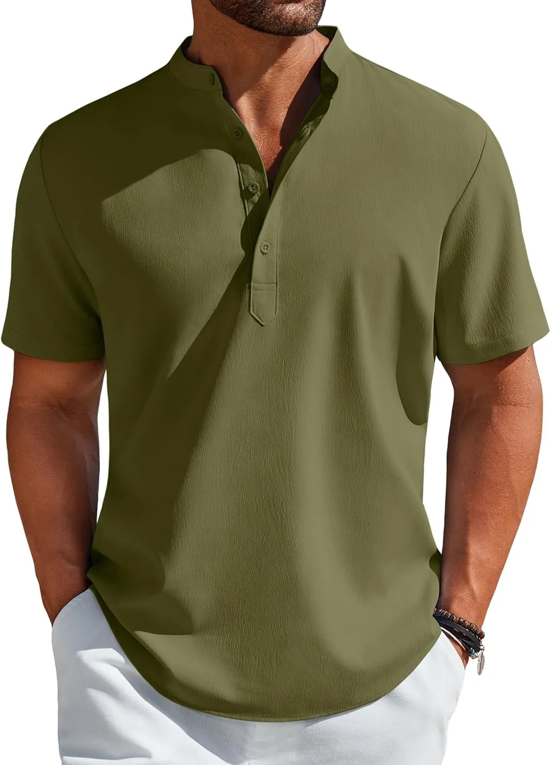 COOFANDY Men's Henley Shirt Short Sleeve Casual T-Shirt Summer Beach Hippie Henley Tee Shirt