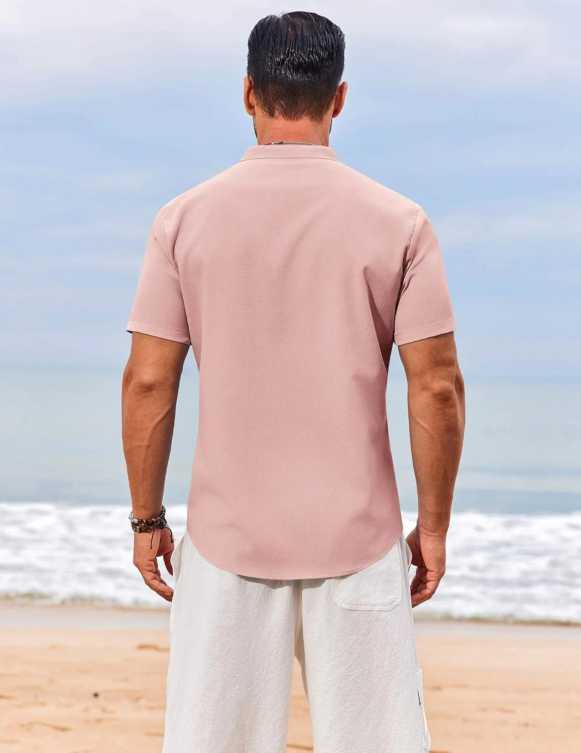 COOFANDY Men's Henley Shirt Short Sleeve Casual T-Shirt Summer Beach Hippie Henley Tee Shirt