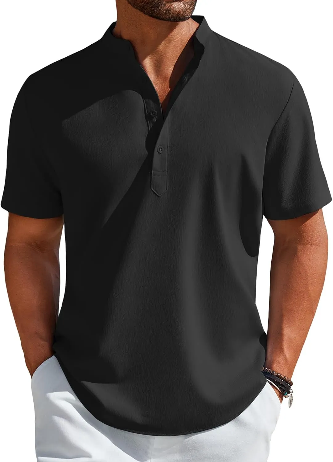 COOFANDY Men's Henley Shirt Short Sleeve Casual T-Shirt Summer Beach Hippie Henley Tee Shirt