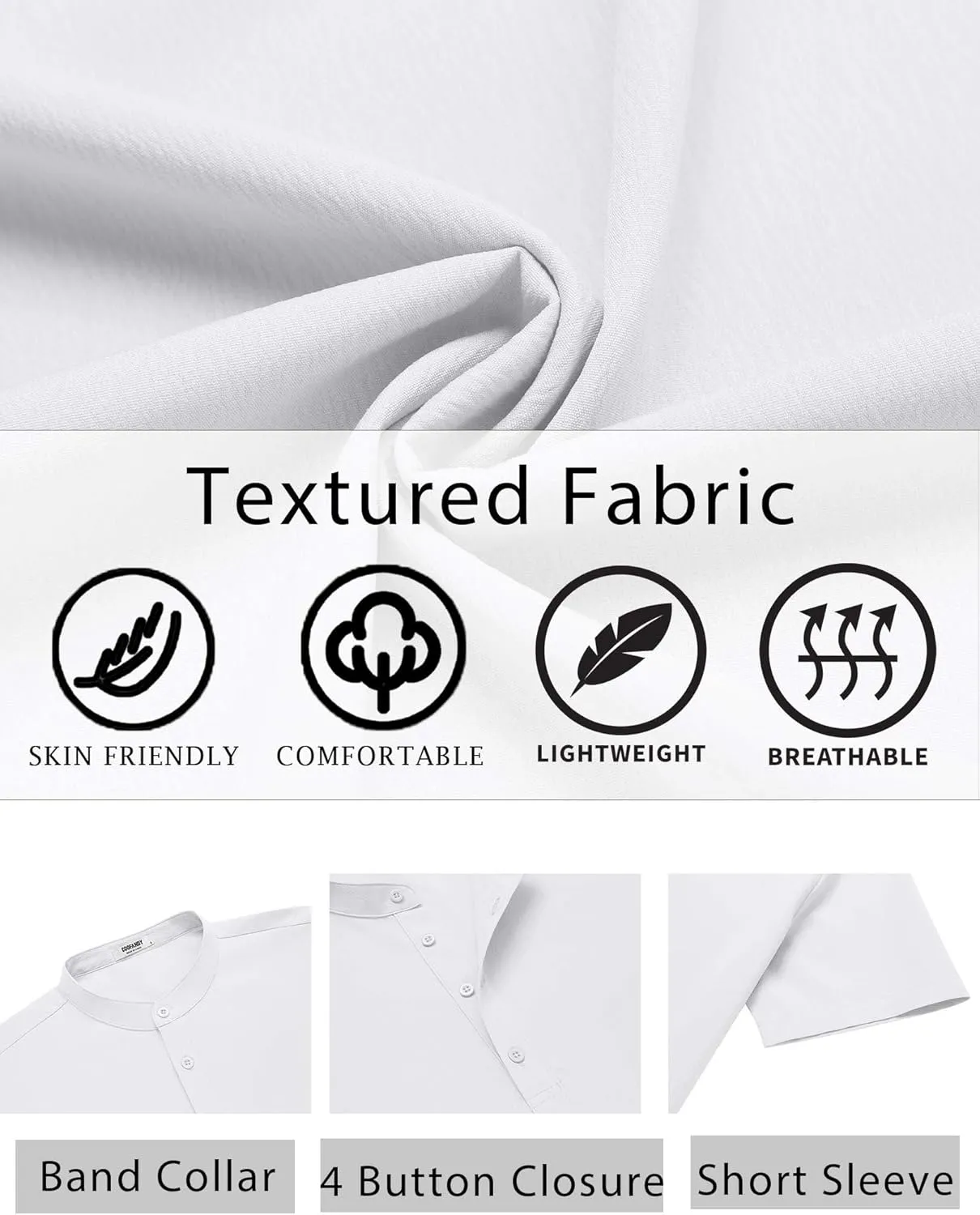 COOFANDY Men's Henley Shirt Short Sleeve Casual T-Shirt Summer Beach Hippie Henley Tee Shirt