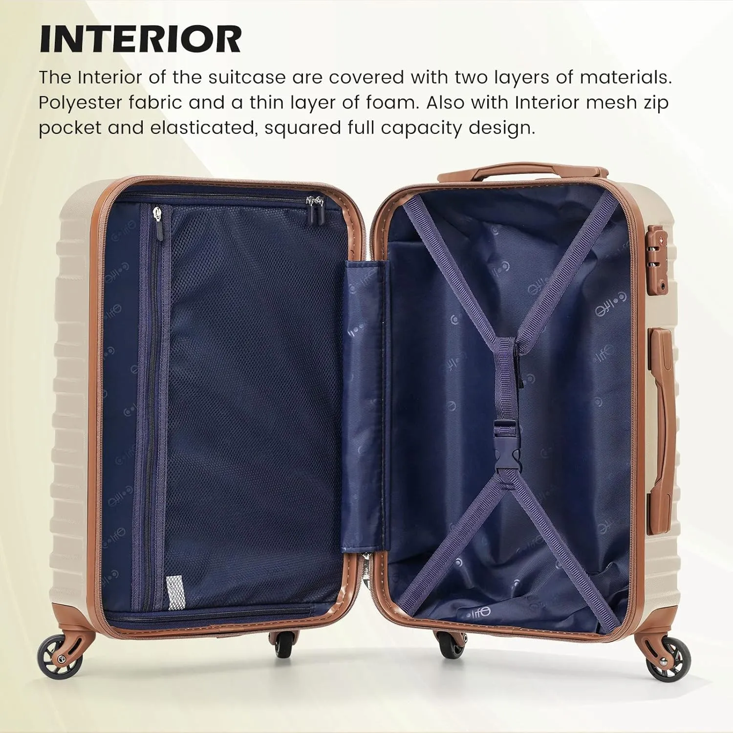 Coolife Suitcase Set 3 Piece Luggage Set Carry On Hardside Luggage with TSA Lock Spinner Wheels (Navy, 5 piece set)