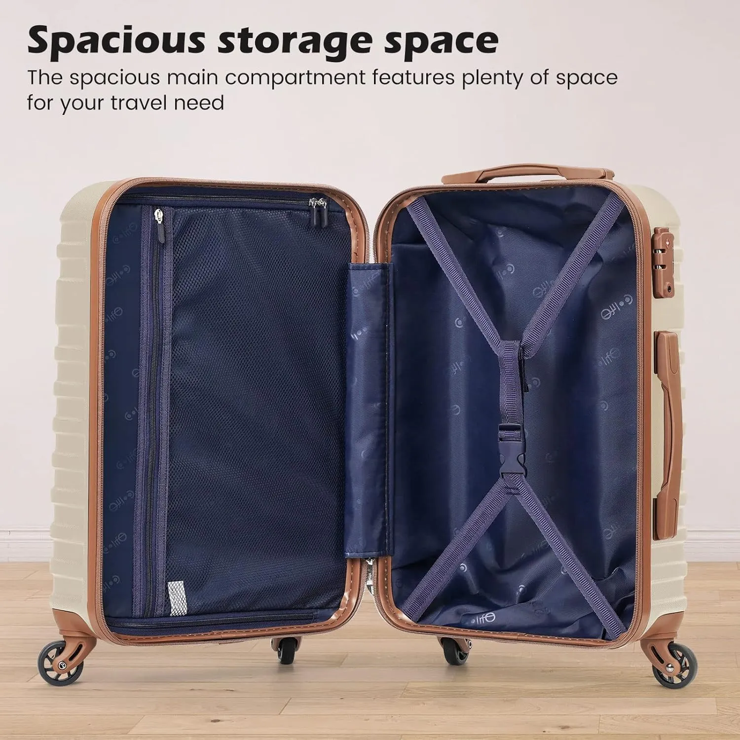 Coolife Suitcase Set 3 Piece Luggage Set Carry On Hardside Luggage with TSA Lock Spinner Wheels (Sky Blue, 5 piece set)