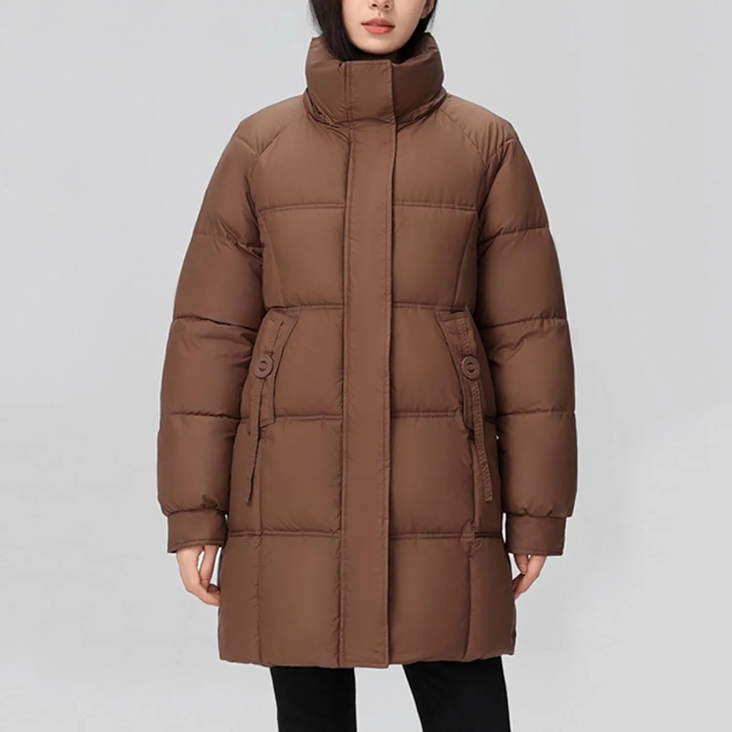 Cotton Padded Overcoat for Women Puffer Jacket Oversized Long Coats Winter Warm Lightweight Outwear with Pocket