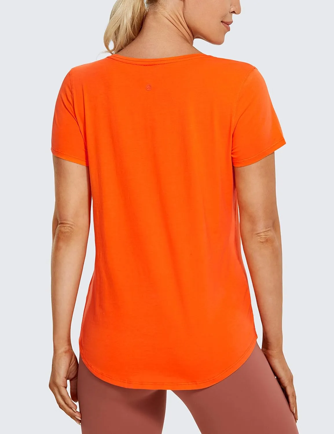 CRZ YOGA Pima Cotton Womens Short Sleeve Shirt Loose Yoga T-Shirt Casual Tops