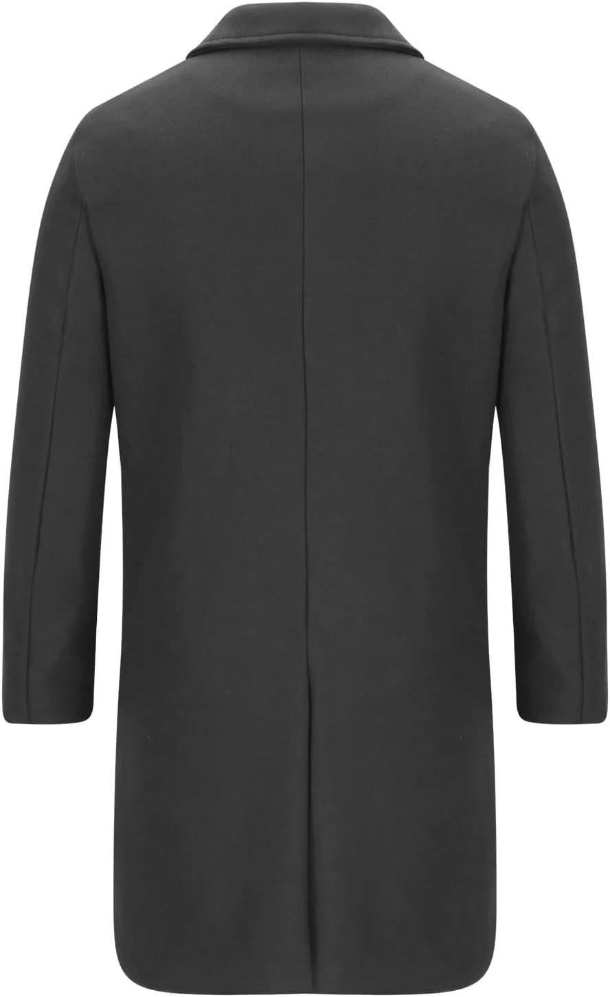 Ctreela Mens Classic Notched Lapel Overcoat, Slim Fit Trench Coat Work Wear, Office Business Casual Long Jacket Outerwear