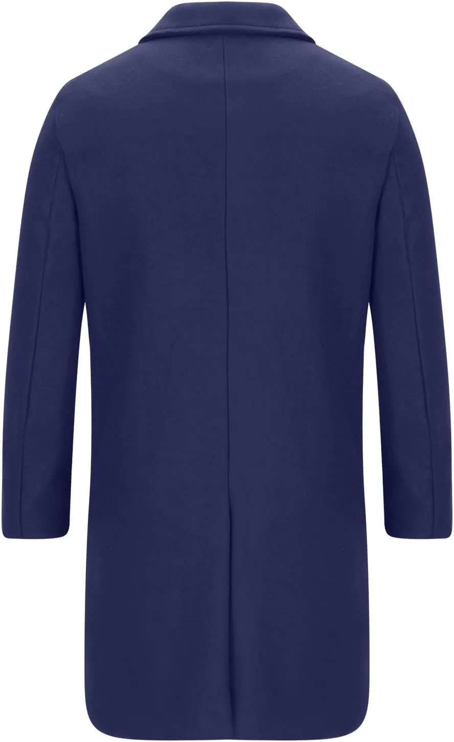 Ctreela Mens Classic Notched Lapel Overcoat, Slim Fit Trench Coat Work Wear, Office Business Casual Long Jacket Outerwear