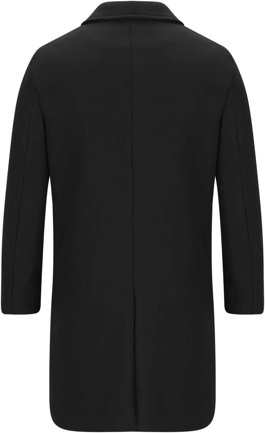 Ctreela Mens Classic Notched Lapel Overcoat, Slim Fit Trench Coat Work Wear, Office Business Casual Long Jacket Outerwear