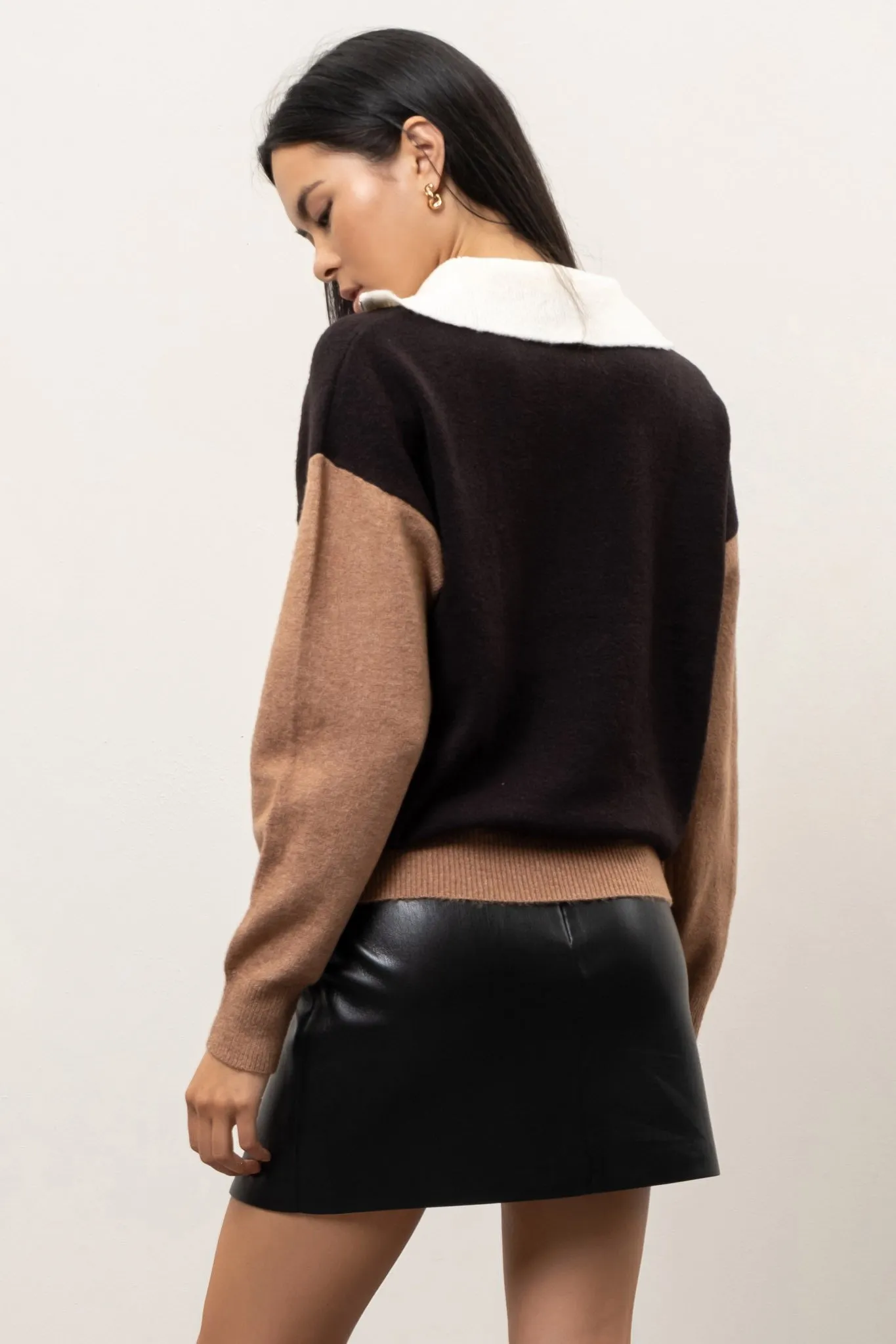 Cyndie Colorblock Half Zip Sweater