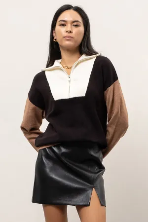 Cyndie Colorblock Half Zip Sweater