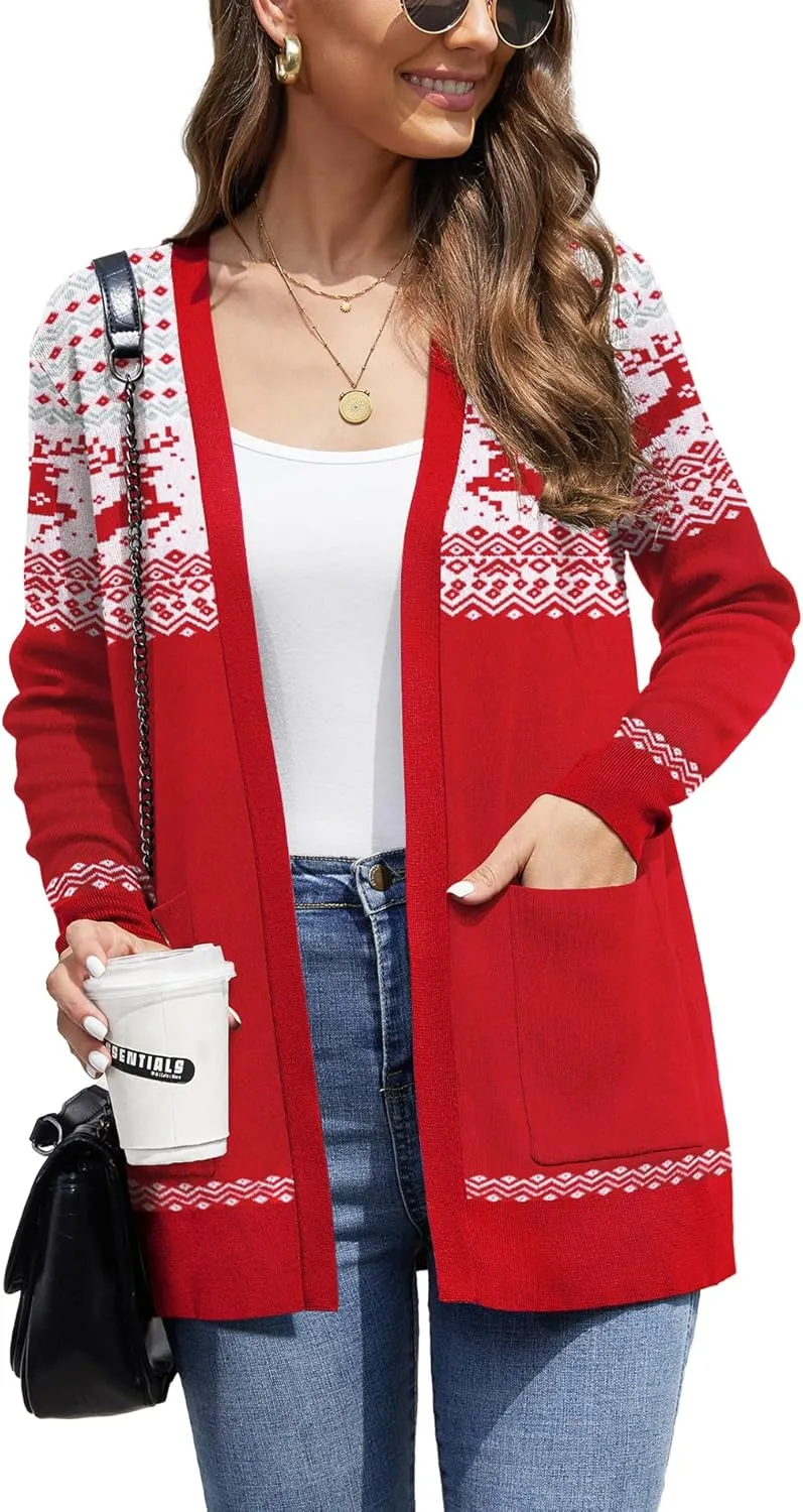 CZYINXIAN Women's Casual Long Sleeve Open Front Cardigan Sweaters Trendy Knit Lightweight Cardigans with Pockets