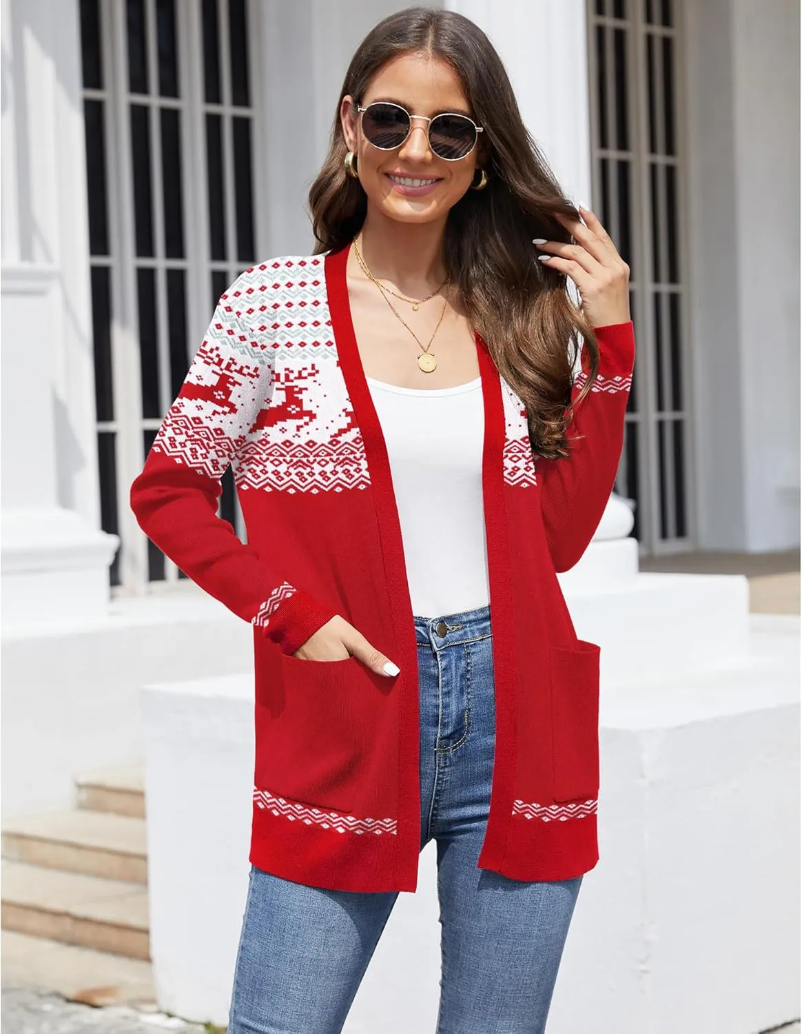 CZYINXIAN Women's Casual Long Sleeve Open Front Cardigan Sweaters Trendy Knit Lightweight Cardigans with Pockets