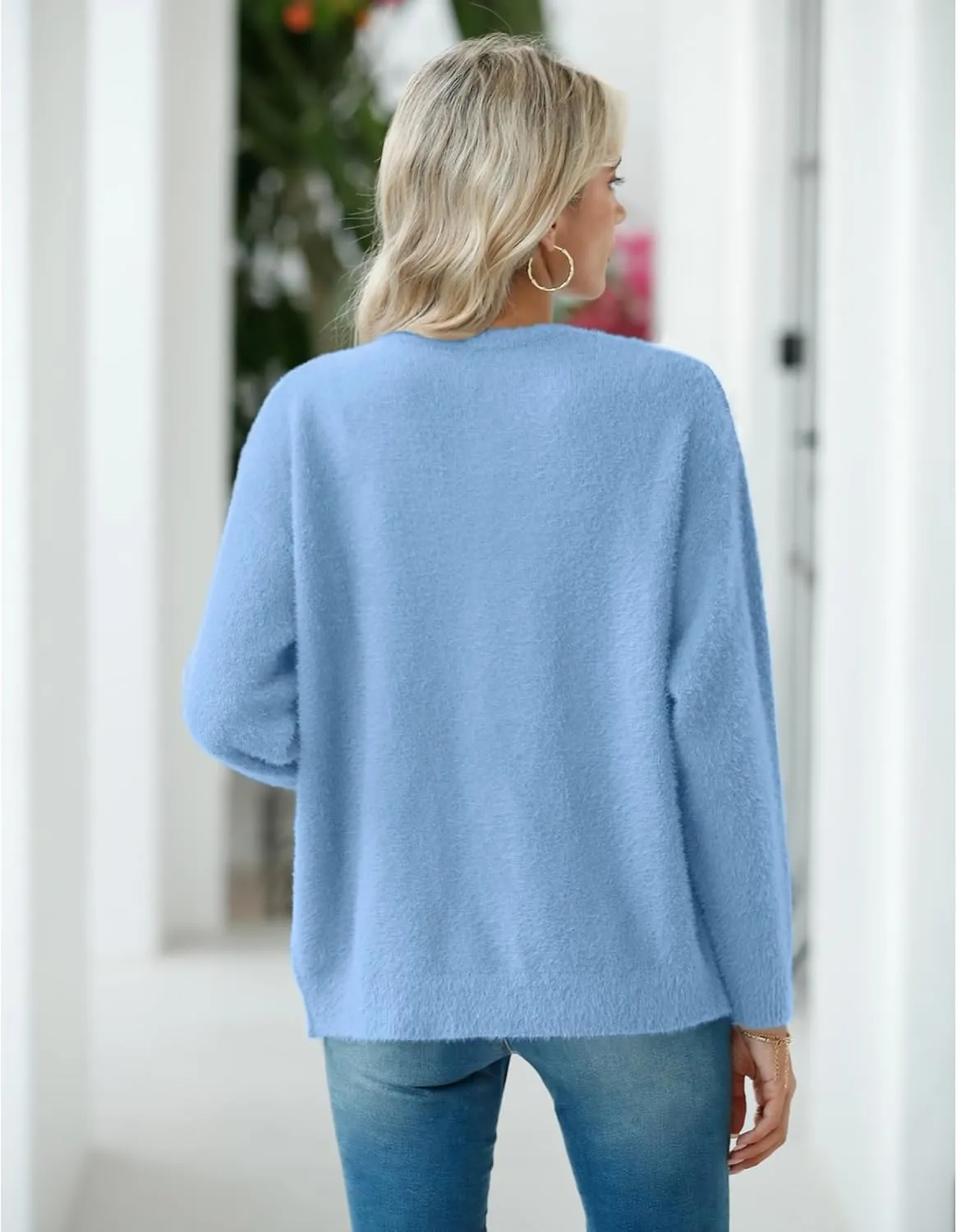 CZYINXIAN Women's Oversized Furry Cardigan Open Front Sweater Cardigan Long Sleeve Button Loose Cardigan Outerwear