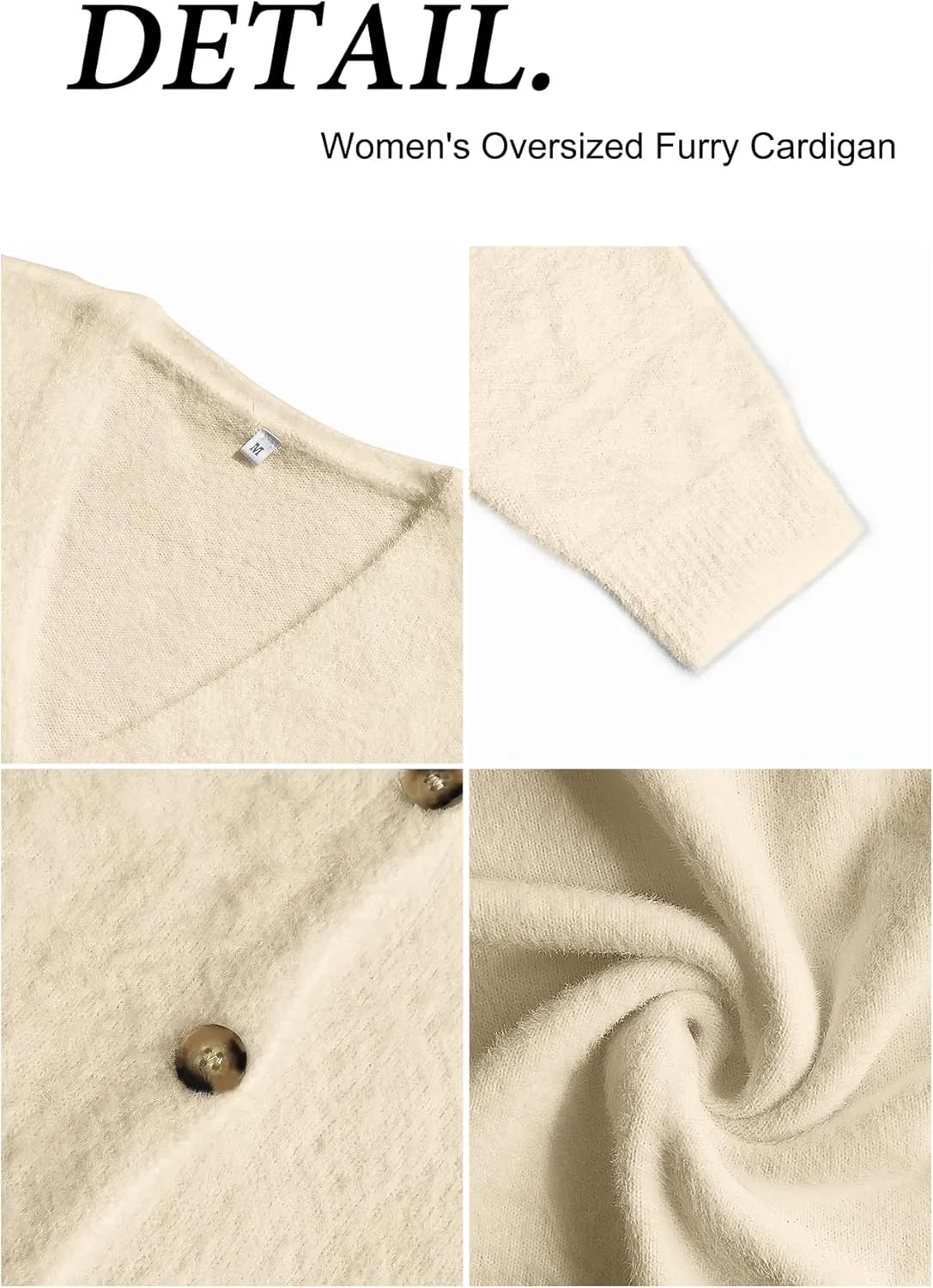 CZYINXIAN Women's Oversized Furry Cardigan Open Front Sweater Cardigan Long Sleeve Button Loose Cardigan Outerwear