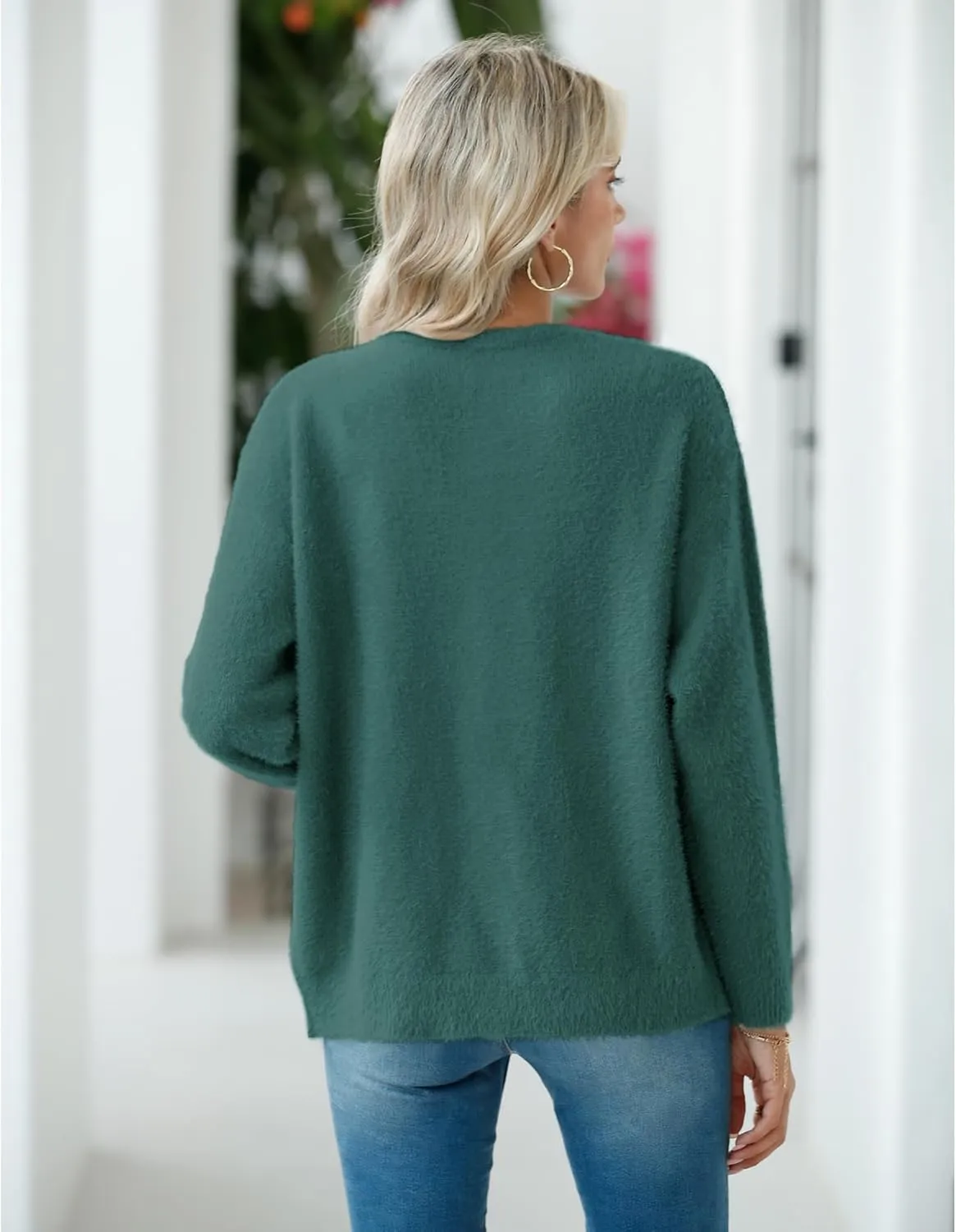 CZYINXIAN Women's Oversized Furry Cardigan Open Front Sweater Cardigan Long Sleeve Button Loose Cardigan Outerwear