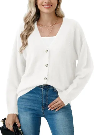 CZYINXIAN Women's Oversized Furry Cardigan Open Front Sweater Cardigan Long Sleeve Button Loose Cardigan Outerwear