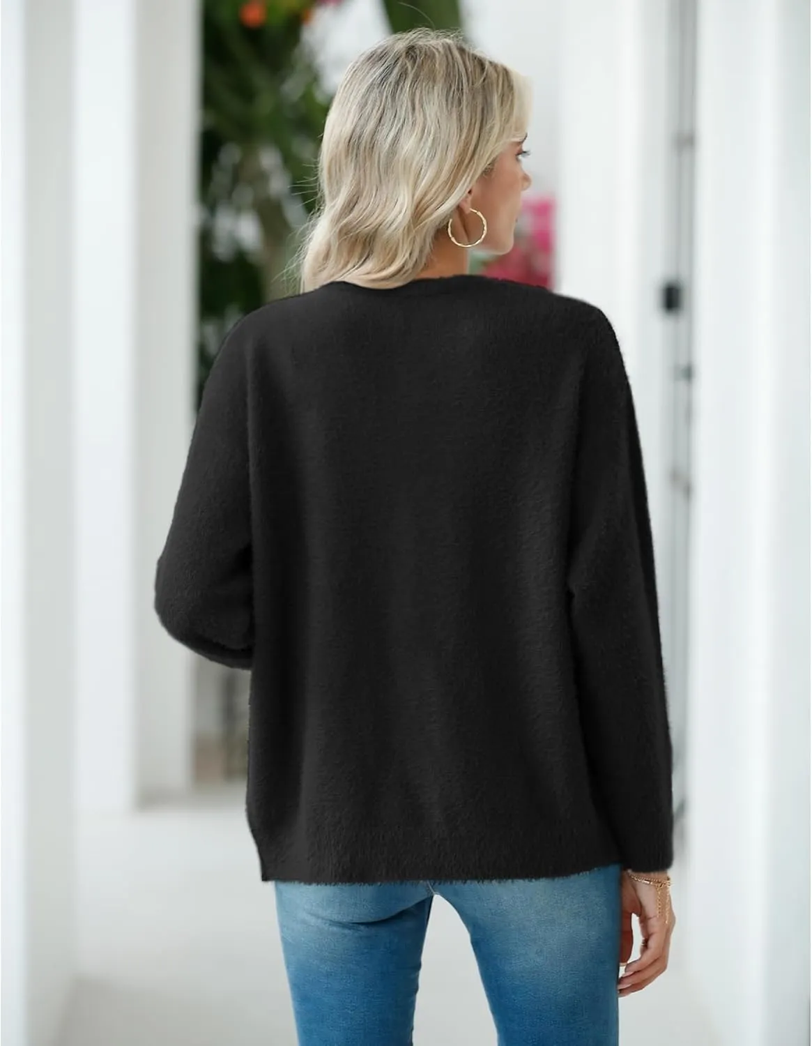 CZYINXIAN Women's Oversized Furry Cardigan Open Front Sweater Cardigan Long Sleeve Button Loose Cardigan Outerwear