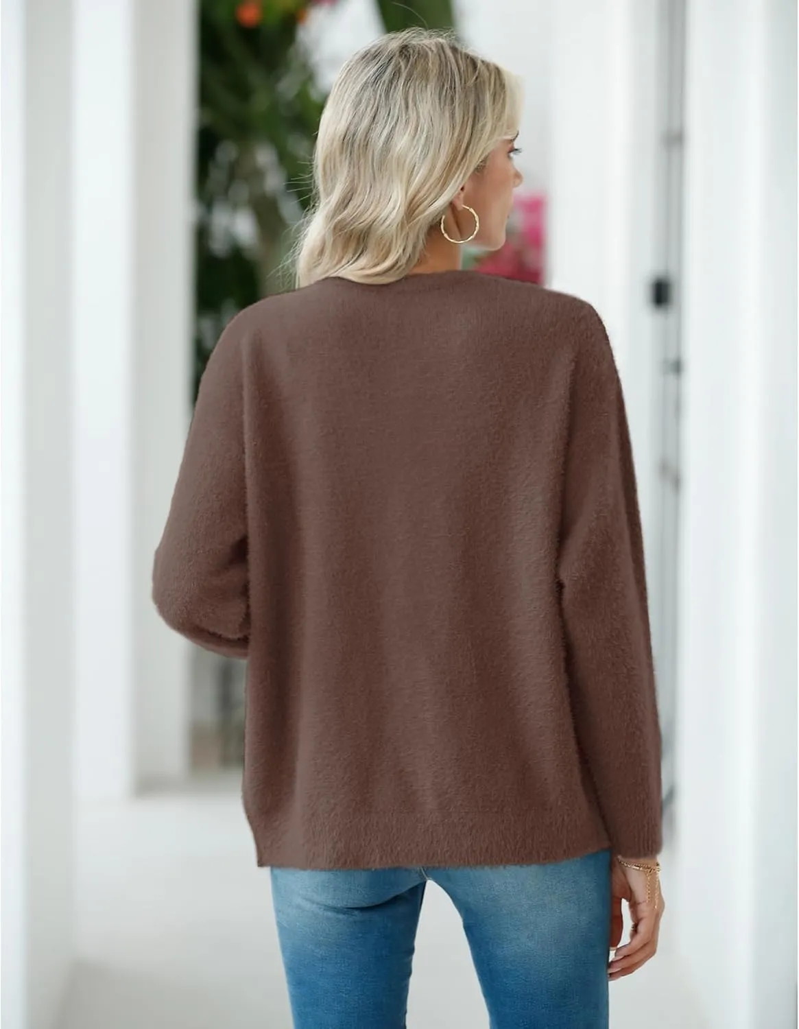 CZYINXIAN Women's Oversized Furry Cardigan Open Front Sweater Cardigan Long Sleeve Button Loose Cardigan Outerwear
