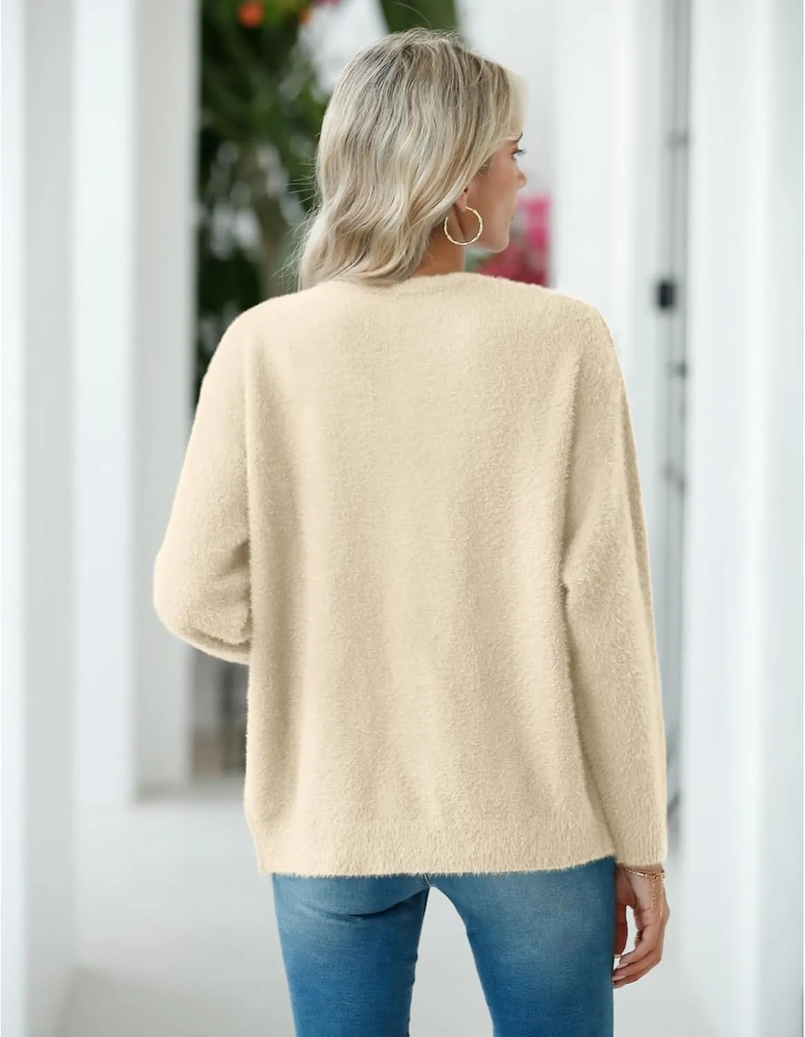 CZYINXIAN Women's Oversized Furry Cardigan Open Front Sweater Cardigan Long Sleeve Button Loose Cardigan Outerwear